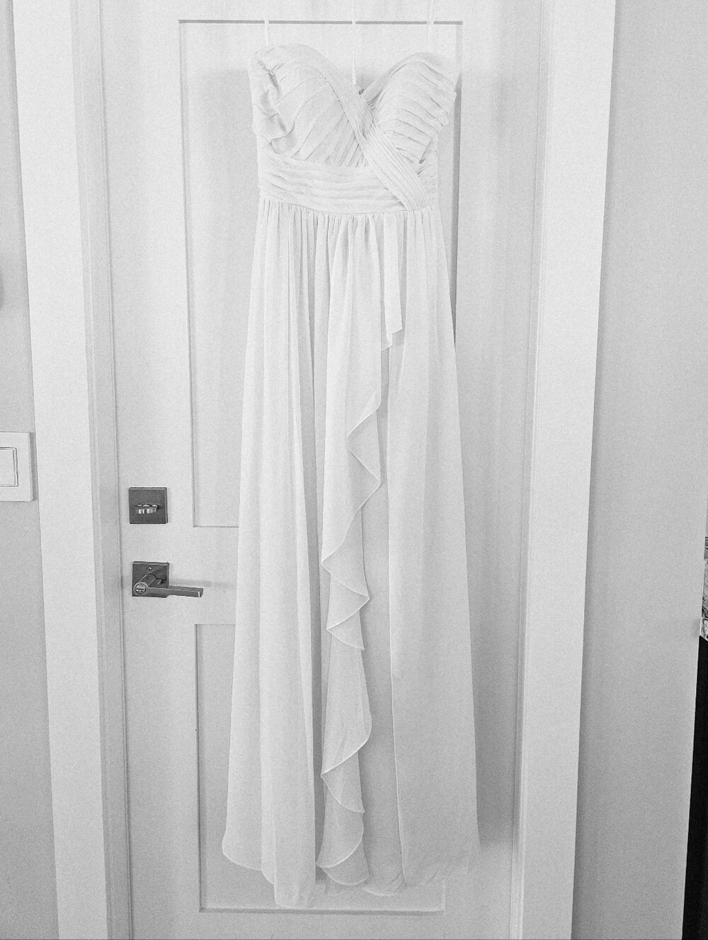 White Chiffon Strapless Maxi Dress - Small